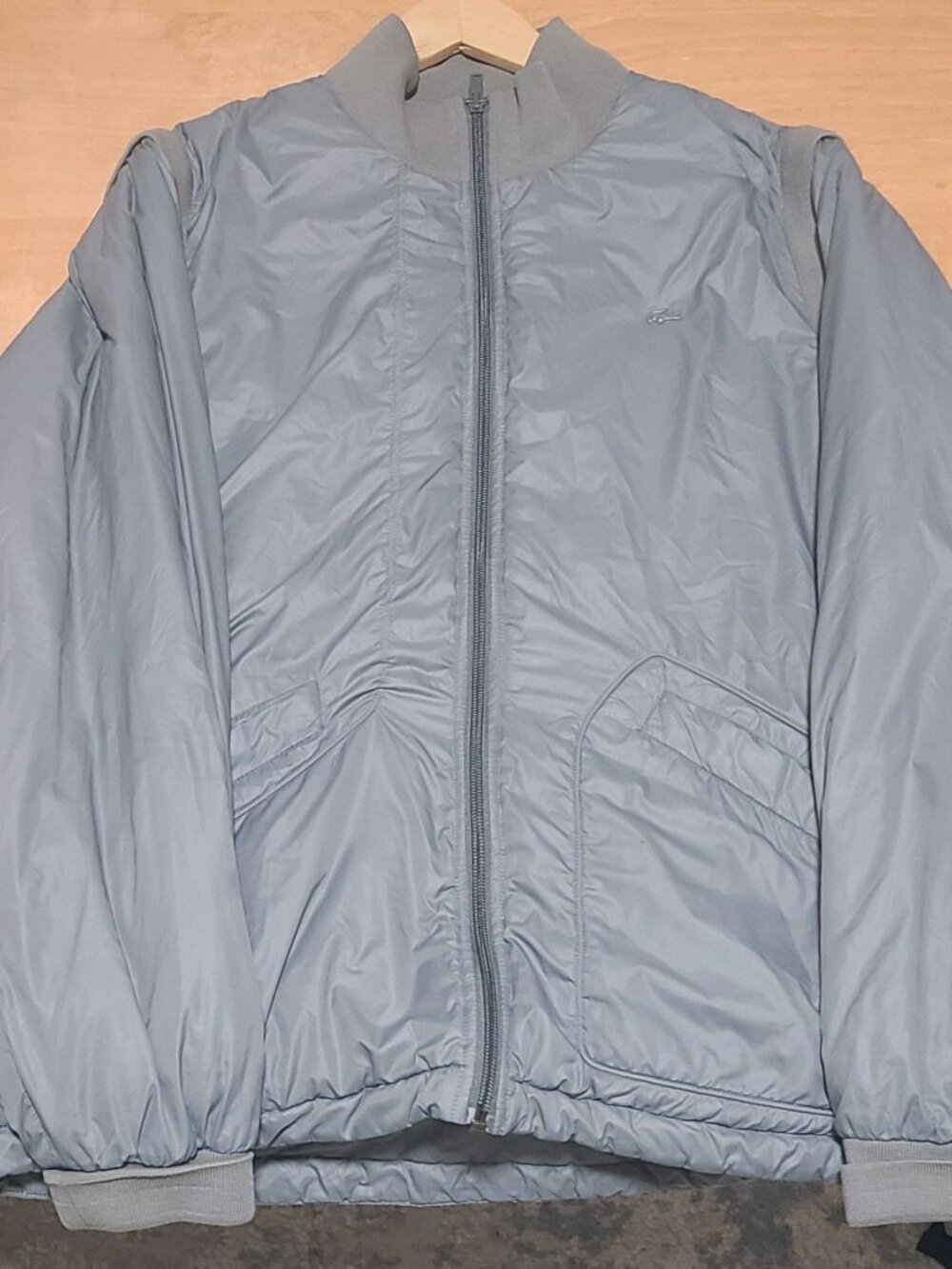 Lacoste Mens Gray Puffer Jacket Detachable Sleeves Vest XXL